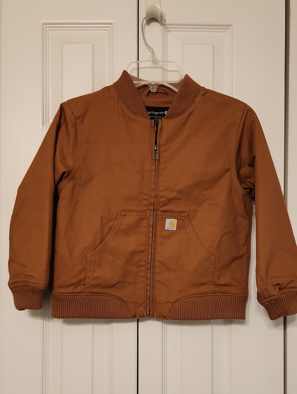 Carhartt Kids' Rugged Flex Brown Canvas Bomber Jacket